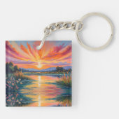 Porte-clés Lever de soleil à l'aquarelle de l'étang (Dos)