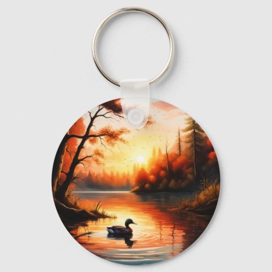 Porte-clés Lever de soleil sur le lac (Recto)