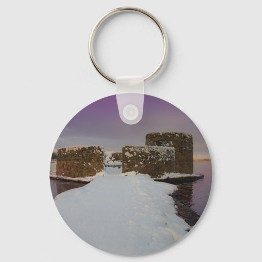 Porte-clés Lever De Soleil Violet À L'Eau De Chasse Neige (Recto)