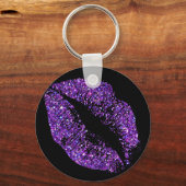 Porte-clés Lèvres à Parties scintillant violette (Recto)