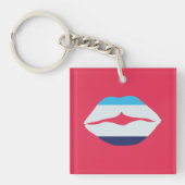 Porte-clés Lèvres Burgundy Et Bleues À Rayures (Devant)