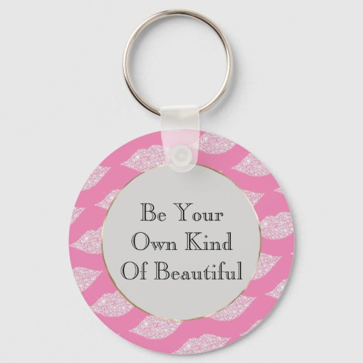 Porte-clés Lèvres Diamantes Blanches Gris Rose (Recto)