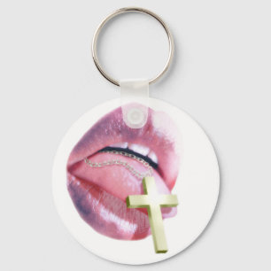 Porte-clés LÈVRES et CROIX sur la CHAÎNE