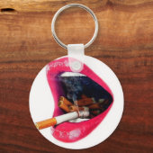 Porte-clés Lèvres roses avec une cigarette (Recto)