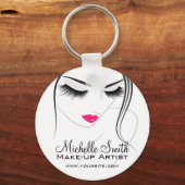 Porte-clés Lèvres roses Face longues cils Lash Extensions (Recto)