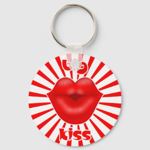 Porte-clés Lèvres rouges rayons solaires gros bisou
