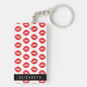 Porte-clés Lèvres Rouges, Rouge, Motif Des Lèvres, Votre Nom (Dos)