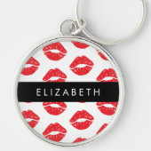 Porte-clés Lèvres Rouges, Rouge, Motif Des Lèvres, Votre Nom (Devant)