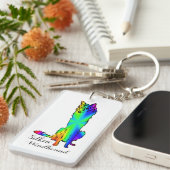 Porte-clés Lévrier Soie Néon  (Devant droit)