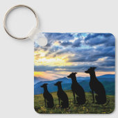 Porte-clés Lévriers au coucher du soleil (Recto)