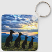 Porte-clés Lévriers au coucher du soleil (Dos)