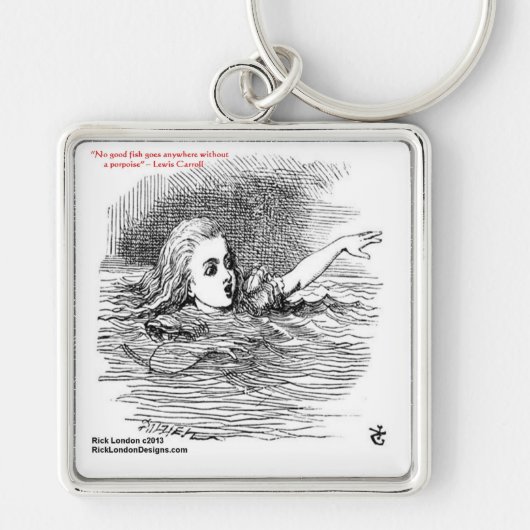 Porte-clés Lewis Carroll Graphique & Citation Célèbre (Devant)