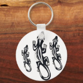 Porte-clés Lézard de style tribal noir et blanc (Recto)