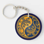 Porte-clés Lézards bleus d'or de Yin Yang (Devant)