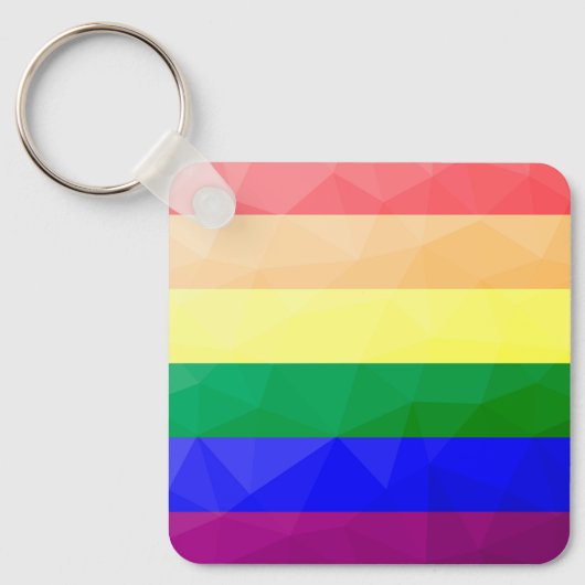 Porte-clés LGBT drapeau arc-en-ciel lignes motif de maillage  (Recto)