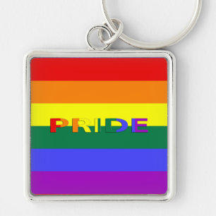 Porte-clés LGBT Rainbow Pride Drapeau Premium Carré Porte - c