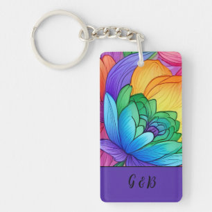 Porte-clés lgbtq arc-en-ciel floral