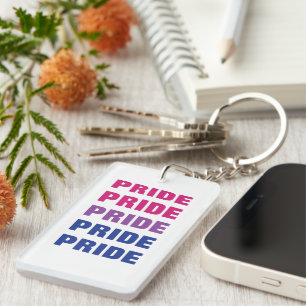 Porte-clés LGBTQ Bisexual Pride personnalisable Texte répété