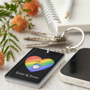 Porte-clés LGBTQ Colorful Rainbow Heart Love is Love