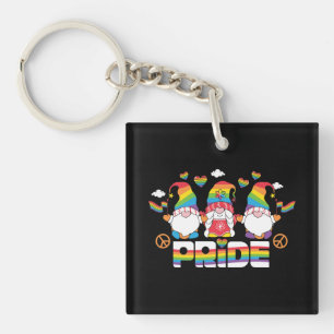 Porte-clés LGBTQ - Fierté - Gnome de jardin - Couleur arc-en-