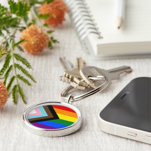 Porte-clés LGBTQ & Pride - Rainbow Progress Flag Keychain (Côté)