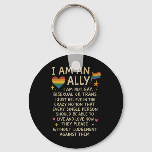 Porte-clés Lgbtq Rétro Je Suis Un Allié Je Ne Suis Pas Gay Bi