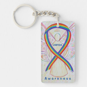 Porte-clés LGBTQIA Angel Rainbow Awareness Ribbon Porte - clé