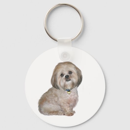 Porte-clés Lhasa Apso (A) - doré / crème (Recto)