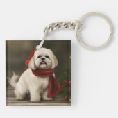 Porte-clés Lhasa Apso Chien dans Noël de neige (Dos)