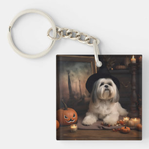 Porte-clés Lhasa Apso Citrouilles Halloween Épouvantable