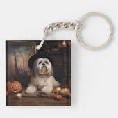 Porte-clés Lhasa Apso Citrouilles Halloween Épouvantable (Dos)