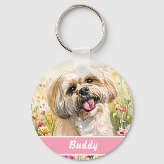 Porte-clés Lhasa Apso Plaque d'identification – Infos personn (Recto)