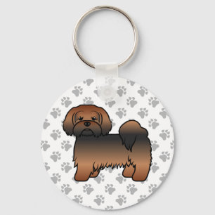 Porte-clés Lhasa Apso Sable Rouge Chien de Dessin Animé Migno