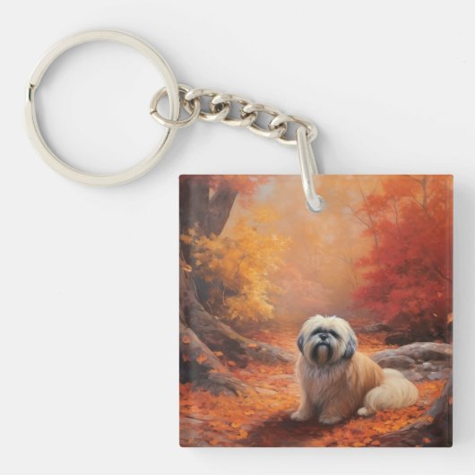 Porte-clés Lhassa Apso à l'automne Leaves automne Inspire (Devant)