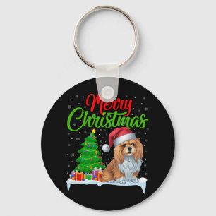Porte-clés Lhassa Apso Chien Noël Lumières des arbres de Noël
