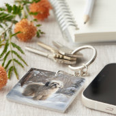 Porte-clés Lhassa Apso Laisse Neige Noël (Devant Droit)