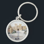 Porte-clés L'hiver à Windsor Castle Paysage Peinture<br><div class="desc">D'après ma peinture acrylique d'hiver au château de Windsor,  en Angleterre. Une belle scène hivernale du château de Windsor lorsque la neige recouvrait le jardin et les arbres autour. Personnalisable à Zazzle avec votre propre texte pour un design personnalisé. Consultez mon magasin pour trouver les articles correspondants !</div>