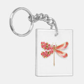 Porte-clés libellule de fleurs avec sakura de bijoux (Devant gauche)