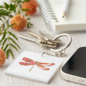 Porte-clés libellule de fleurs avec sakura de bijoux (Devant Droit)