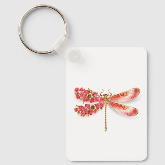 Porte-clés libellule de fleurs avec sakura de bijoux (Recto)