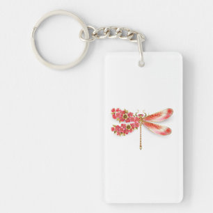 Porte-clés libellule de fleurs avec sakura de bijoux