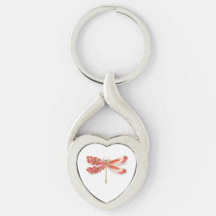 Porte-clés libellule de fleurs avec sakura de bijoux