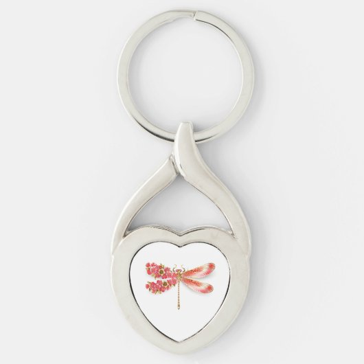 Porte-clés libellule de fleurs avec sakura de bijoux (Devant)