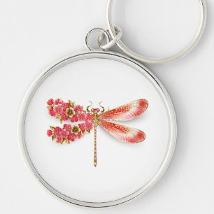Porte-clés libellule de fleurs avec sakura de bijoux
