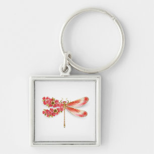 Porte-clés libellule de fleurs avec sakura de bijoux