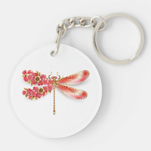 Porte-clés libellule de fleurs avec sakura de bijoux (Dos)