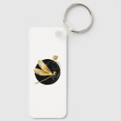 Porte-clés libellule d'or en cercle noir (Verso)