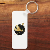 Porte-clés libellule d'or en cercle noir (Verso)