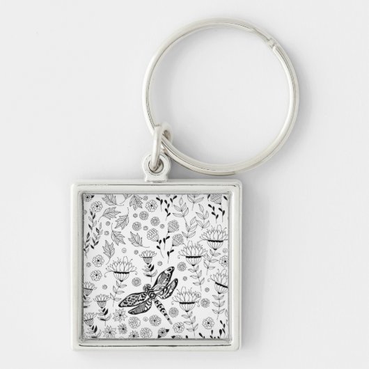 Porte-clés libellule et fleurs (Devant)