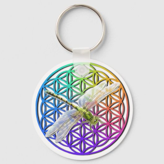 Porte-clés libellule | fleur de vie colorée | chakra (Recto)